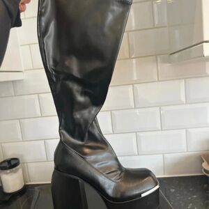 EGO Sleek Black Platform Heeled Boots